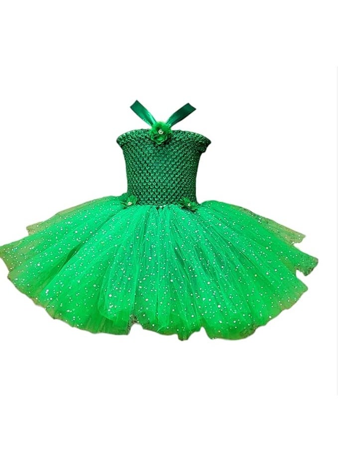 Daddy's Angel Girls Green Tutu Party Dress with Glitter Tulle Skirt – Sleeveless Princess Dress for Birthdays & Special Occasions - Image 1